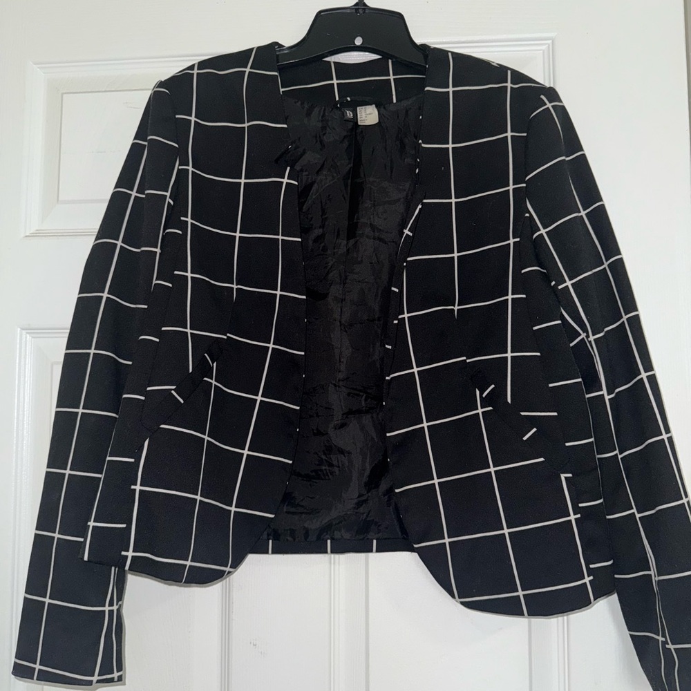 Black and White Grid Blazer